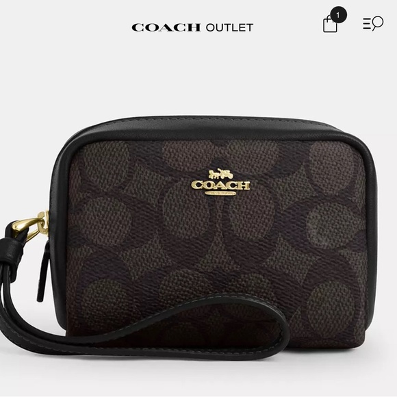 Coach Black and Brown Wristlet - Picture 1 of 13